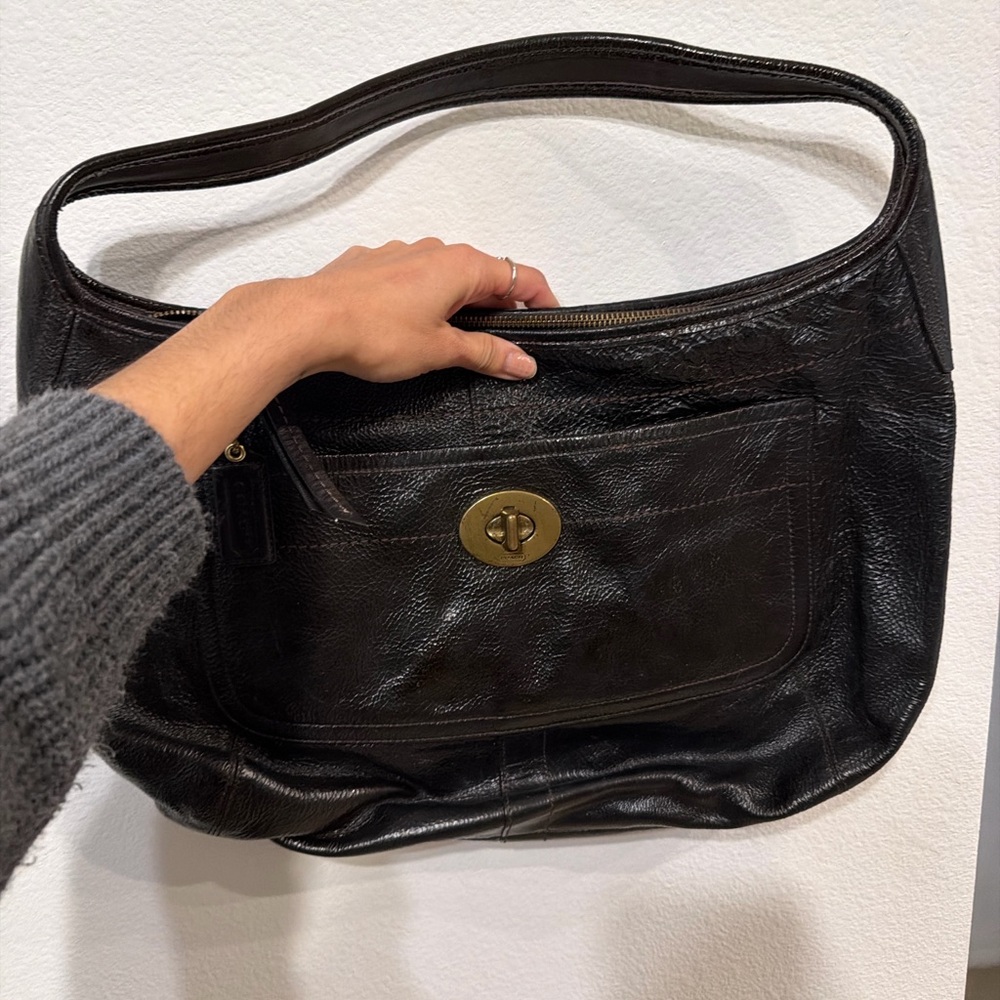 Coach Dark Brown Leather Shoulder Bag